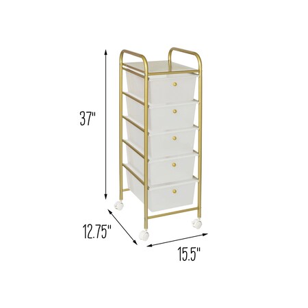Honey-Can-Do 5-Drawer Rolling Storage Cart with Plastic Drawers CRT-08895